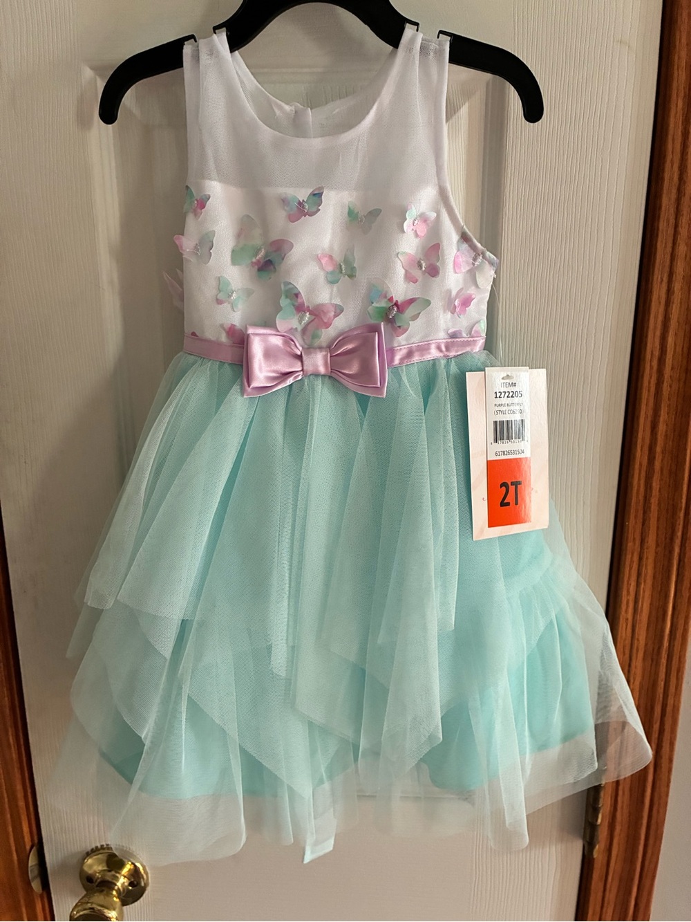 NWT Jona Michelle 2T White & Mint Butterfly Tulle Dress with Pink Bow